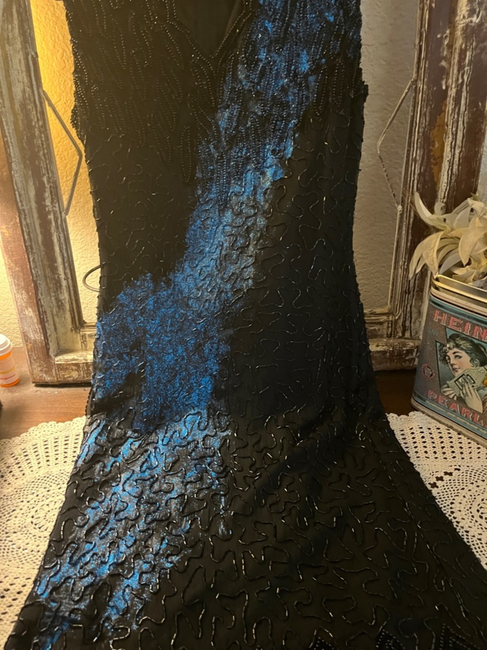 Laurence Kazar Black Sequin Fringe Cocktail Dress - Picture 2 of 14